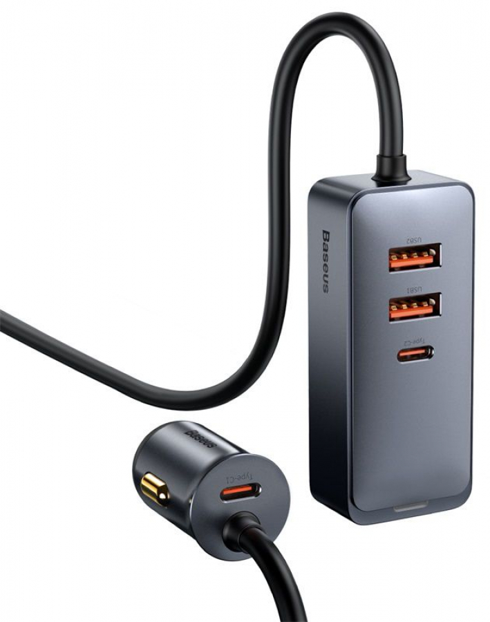 Baseus Multi-port Fast Charging Car Charger with Extension Cord 120W 1.5m (CCBT-A0G)