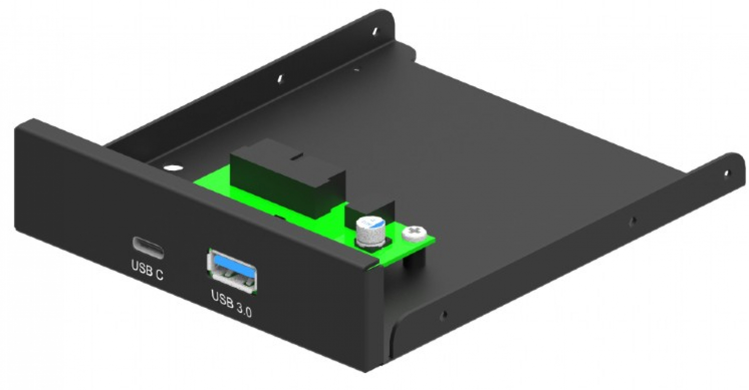 Adapteris Gembird Internal 3.5 Front PC Panel USB 3.1 Type-A + Type-C Port Black (FDI3-U3C-01)