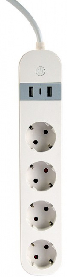 Viedā Rozete Gembird Smart Power Strip with USB Charger 4 Sockets White (TSL-PS-S4U-01-W)