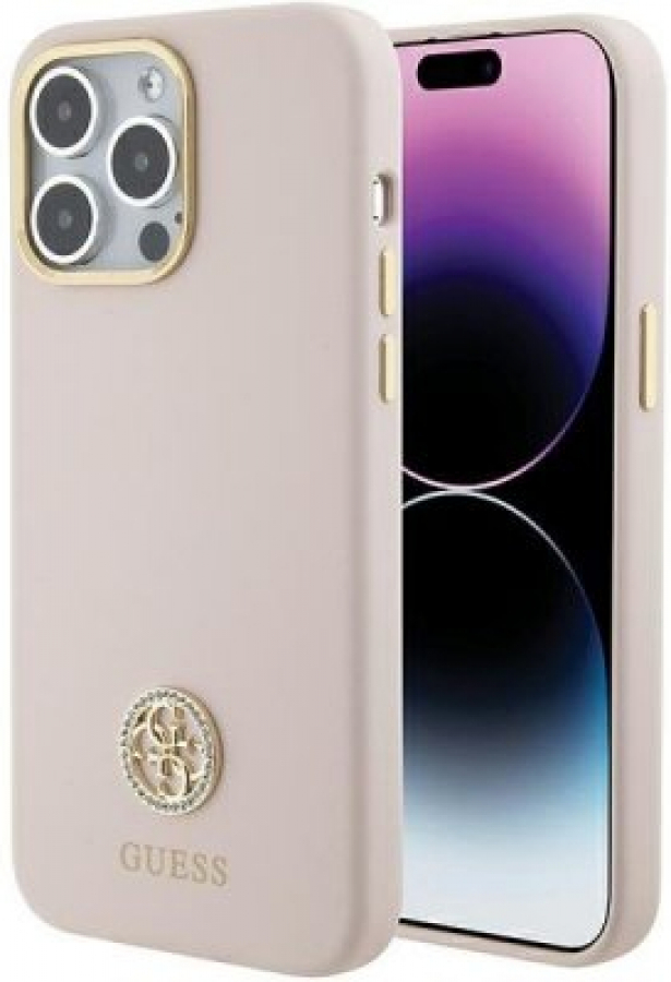 Phone case Guess Strass Metal Logo Case for Apple iPhone 15 Pro Max (GUHCP15XM4DGPP)