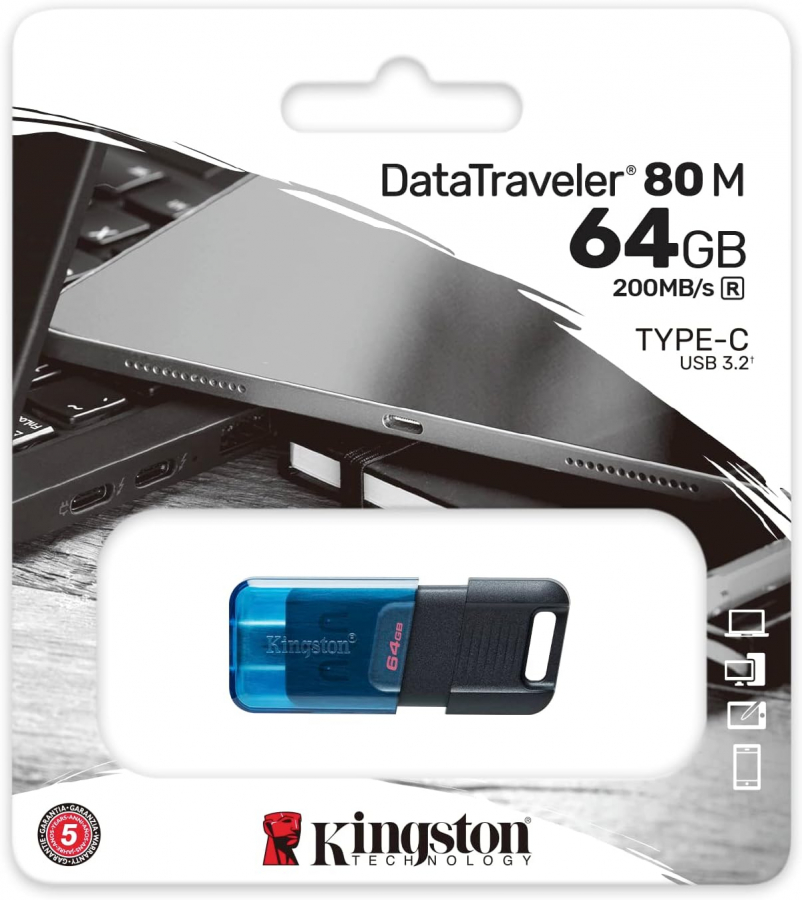 Zibatmiņa Kingston DataTraveler 80 M 64GB USB-C (DT80M/64GB)