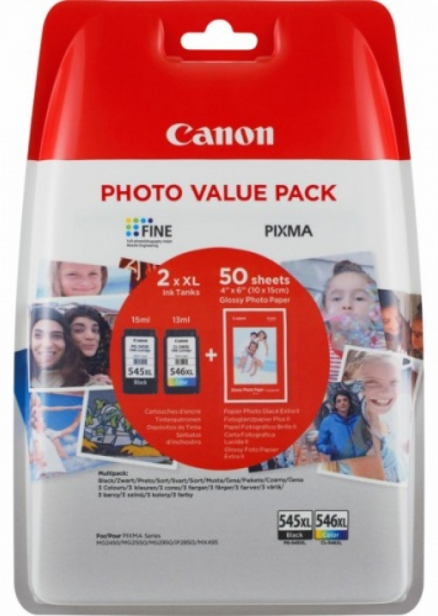Tintes kārtridžs Canon PG-545XL / CL-546XL Colour Value Pack + Photo Paper 50 sheets (8286B006)