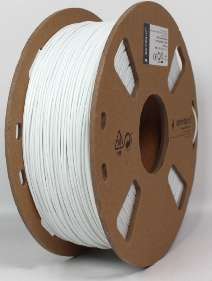 3D Printera izejmateriāls Kvēldiegs Gembird PLA Flexible White 1,75 mm 1kg (3DP-PLA-FL-01-W)