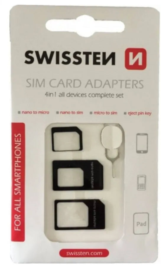 SIM Card Adapter Kit Swissten SIM Card Adapters (SWIS-NANO-SIM-BL)