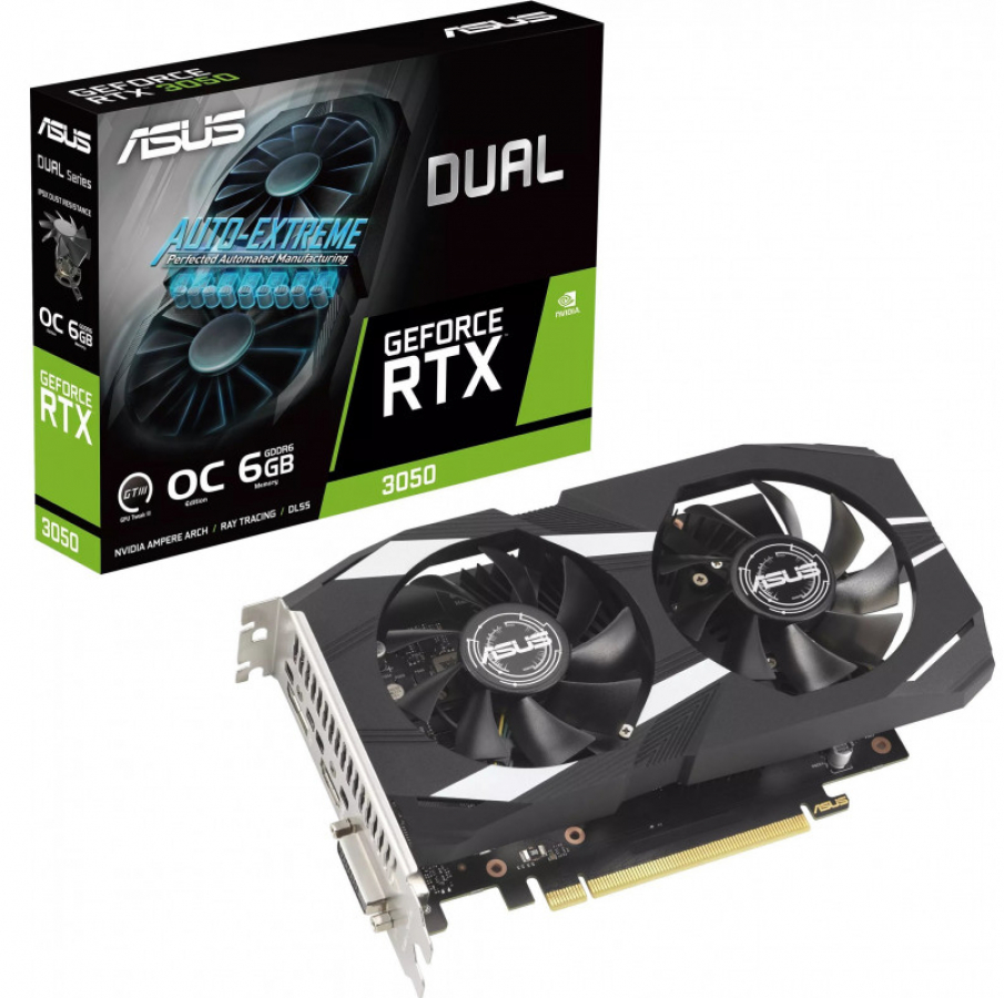 Videokarte Asus Dual GeForce RTX 3050 OC 6GB (DUAL-RTX3050-O6G)