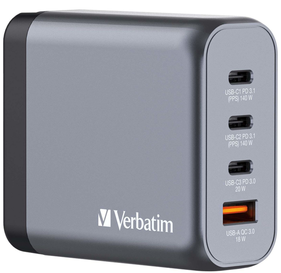 Lādētājs Verbatim Wall Charger 140W Grey (32203V)