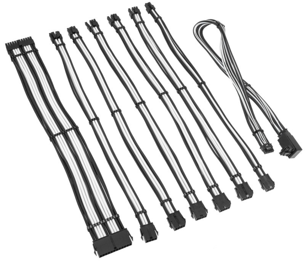 PSU kabeļu pagarinātāji Kolink Core Pro Braided Cable Extension Kit 12V-2x6 Type 2 - Jet Black/ White (COREPRO-EK-12VT2-BWH)