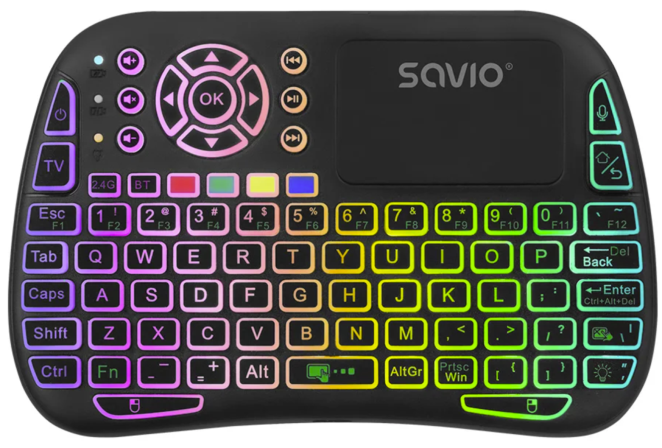 Klaviatūra Savio ARGB Mini Bluetooth  + 2.4 GHz Black (KW-04)