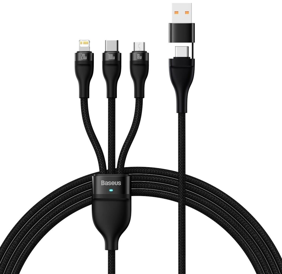 Kabelis Baseus USB+Type C+Lightning+ micro USB 100 W (CASS030101)