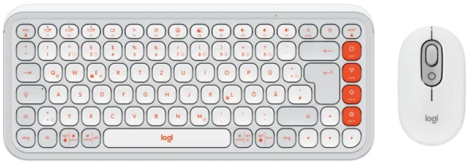 Klaviatūra + Pele Logitech POP ICON COMBO OFF White Orange US (920-013141)