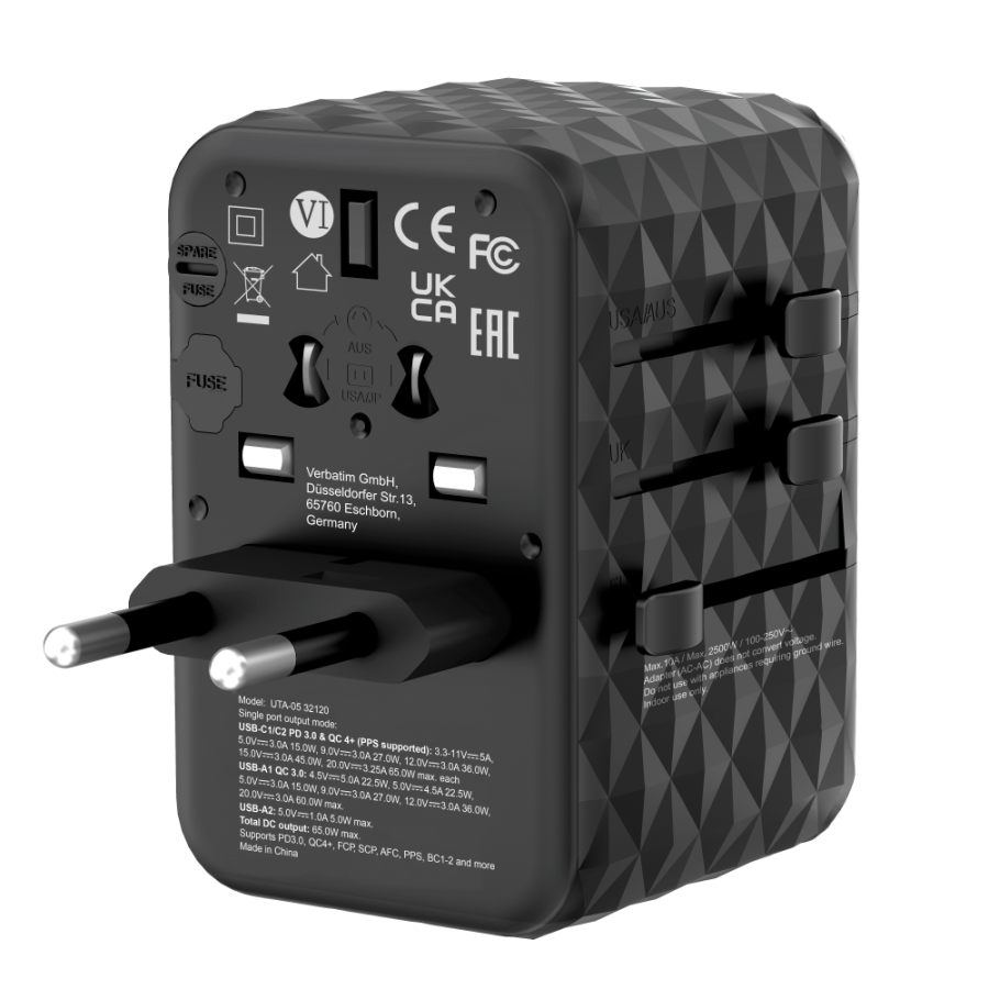 Lādētājs Verbatim Universal Travel Adapter 65W GaN III (32120V)