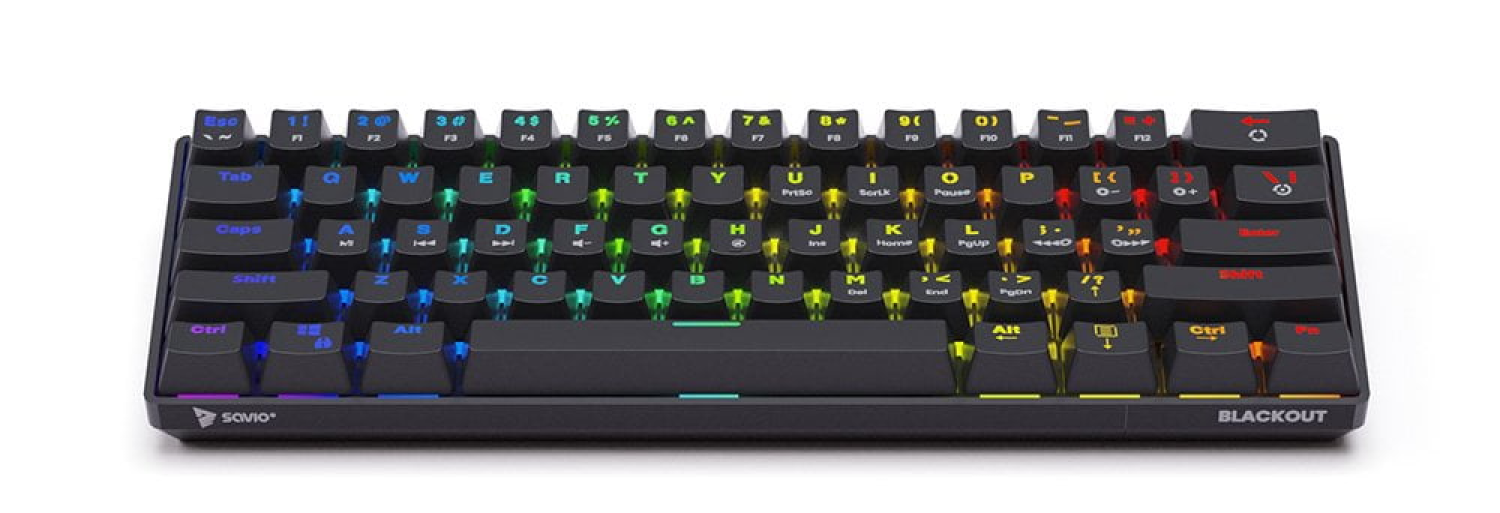 Klaviatūra Savio 60% Mechanical keyboard BLACKOUT RED Outemu (5901986047308)