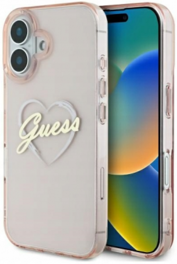 Phone case Guess IML Heart Apple iPhone 16 (GUHCP16SHCHGSPP)