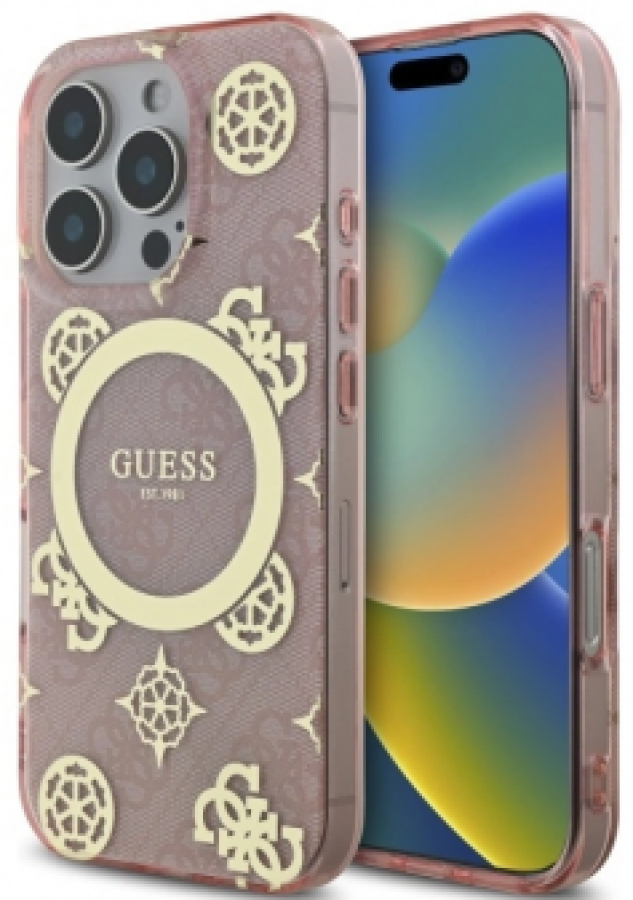 Phone case Guess IML Peony On 4G MagSafe Apple iPhone 16 Pro (GUHMP16LH4PYEEP)