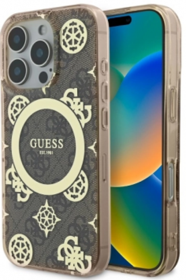 Maciņš telefonam Guess IML Peony On 4G MagSafe  Apple iPhone 16 Pro (GUHMP16LH4PYEEW)