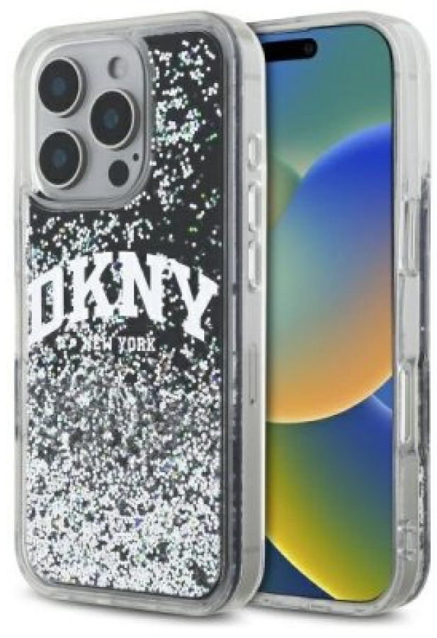 Phone case DKNY Liquid Glitter Arch Logo Apple iPhone 16 Pro (DKHCP16LLBNAEK)