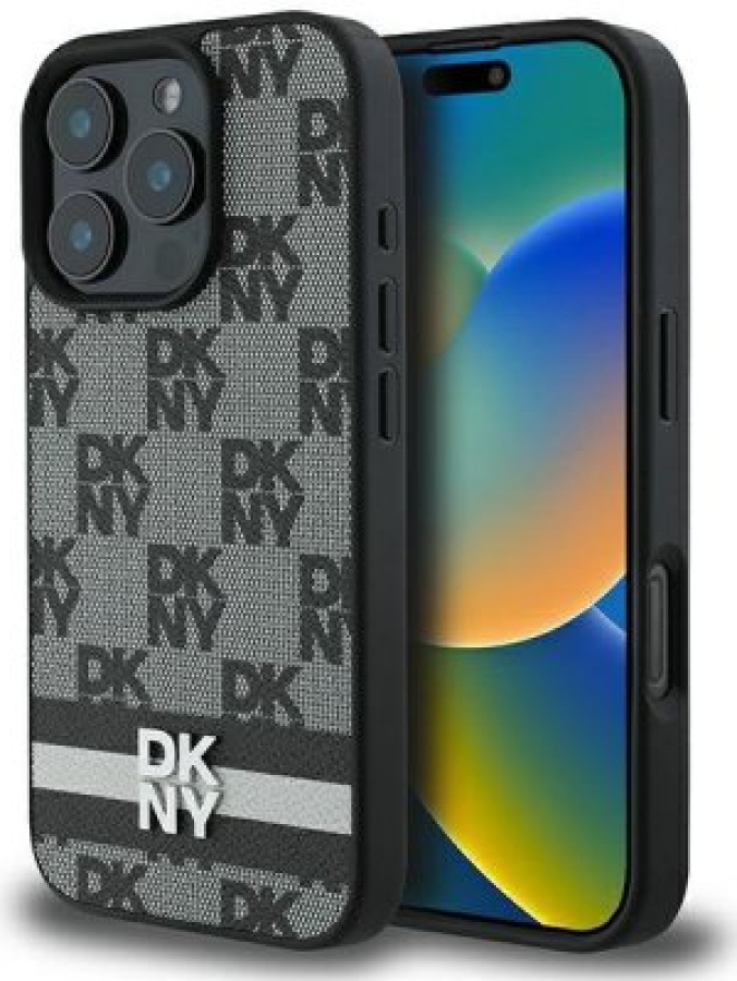 Maciņš telefonam DKNY Checkered Pattern & Printed Stripes Apple iPhone 16 Pro (DKHCP16LPCPTSSK)