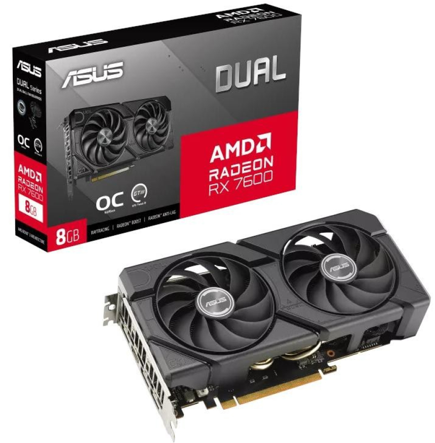 Videokarte Asus Radeon RX 7600 DUAL 8GB EVO OC (DUAL-RX7600-O8G-EVO)