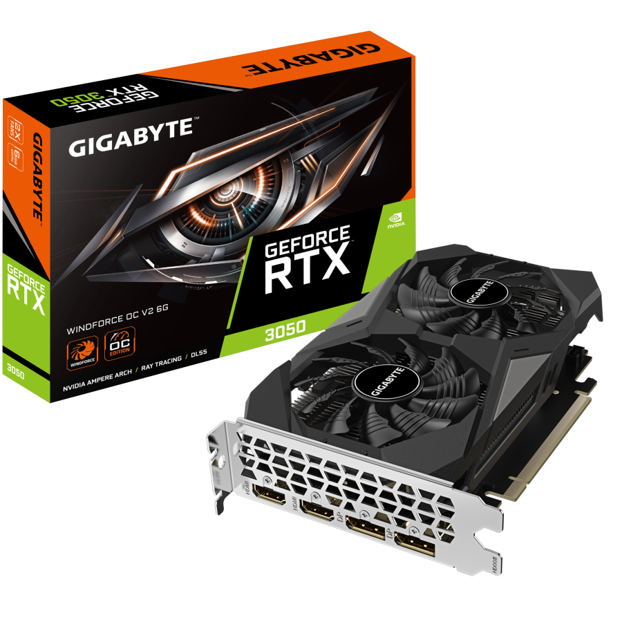 Videokarte GigaByte GeForce RTX 3050 6GB Windforce OC V2 (GV-N3050WF2OCV2-6GD)