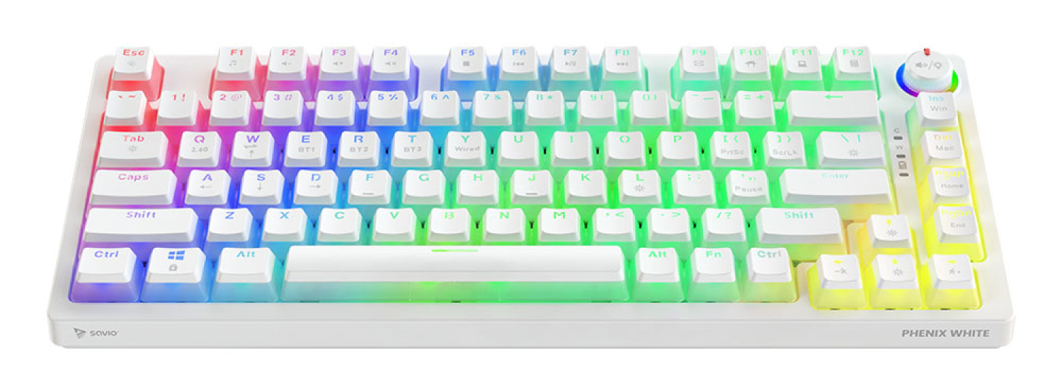 Klaviatūra Savio Wireless Mechanical Phenix White 75% Outemu Yellow Pro Pudding (5901986049319)