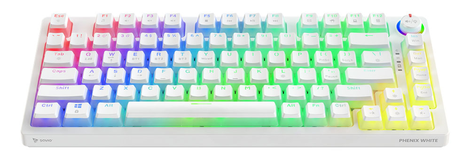 Keyboard Savio Wireless Mechanical Phenix White 75% Outemu Red Pro Pudding (5901986049296)