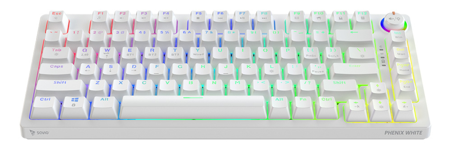 Klaviatūra Savio Wireless Mechanical Phenix White 75% Outemu Yellow Pro (5901986049302)
