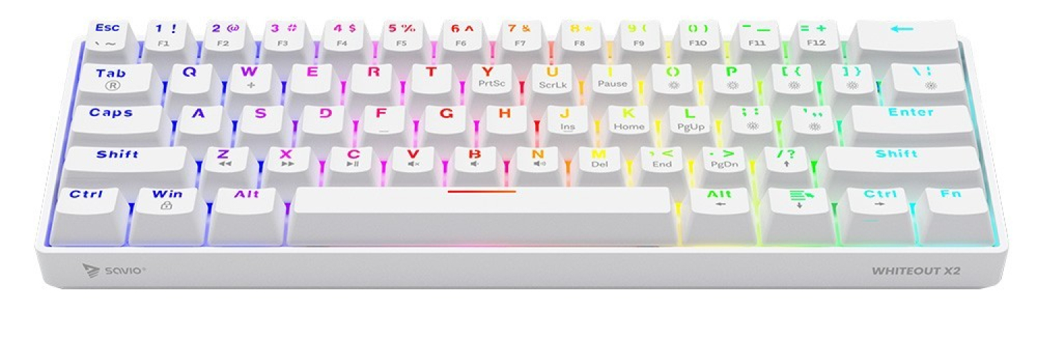 Klaviatūra Savio Whiteout X2 Outemu Peach Silent (5901986049357)
