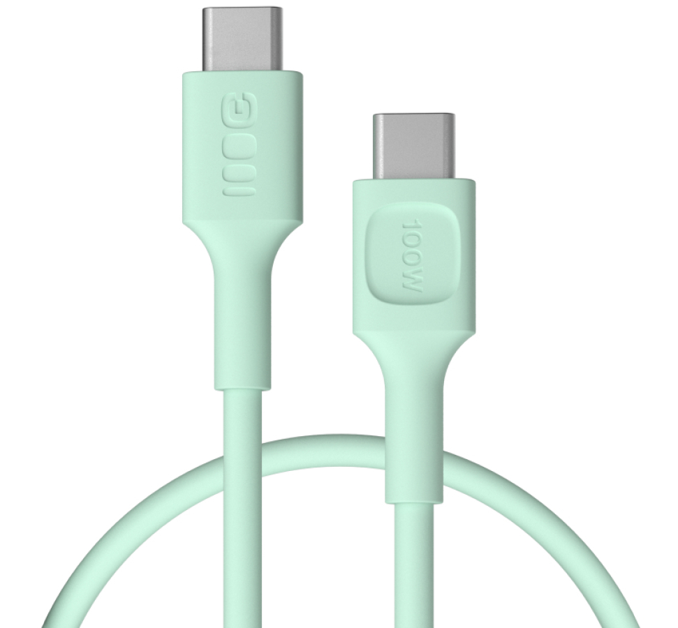 Kabelis Green Cell PowerFlex Fast Charging USB Type-C Male - USB Type-C Male 100W Mint Green 2m (KABGC100PF200MG)