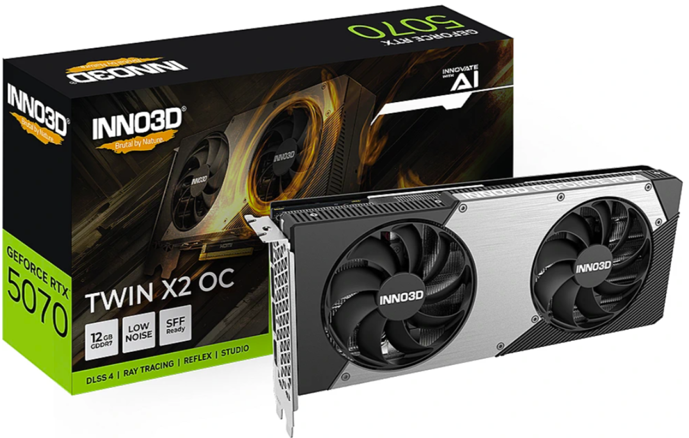 Videokarte Inno3D GeForce RTX 5070 TWIN X2 OC 12GB (N50702-12D7X-195064N)