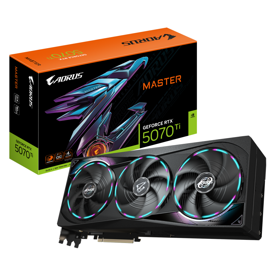 Videokarte Gigabyte AORUS GeForce RTX 5070 Ti Master 16GB GDDR7 (GV-N507TAORUS M-16GD)