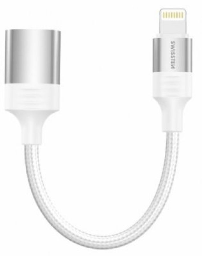 Swissten Textile Lightning USB-A Otg White (73501218)