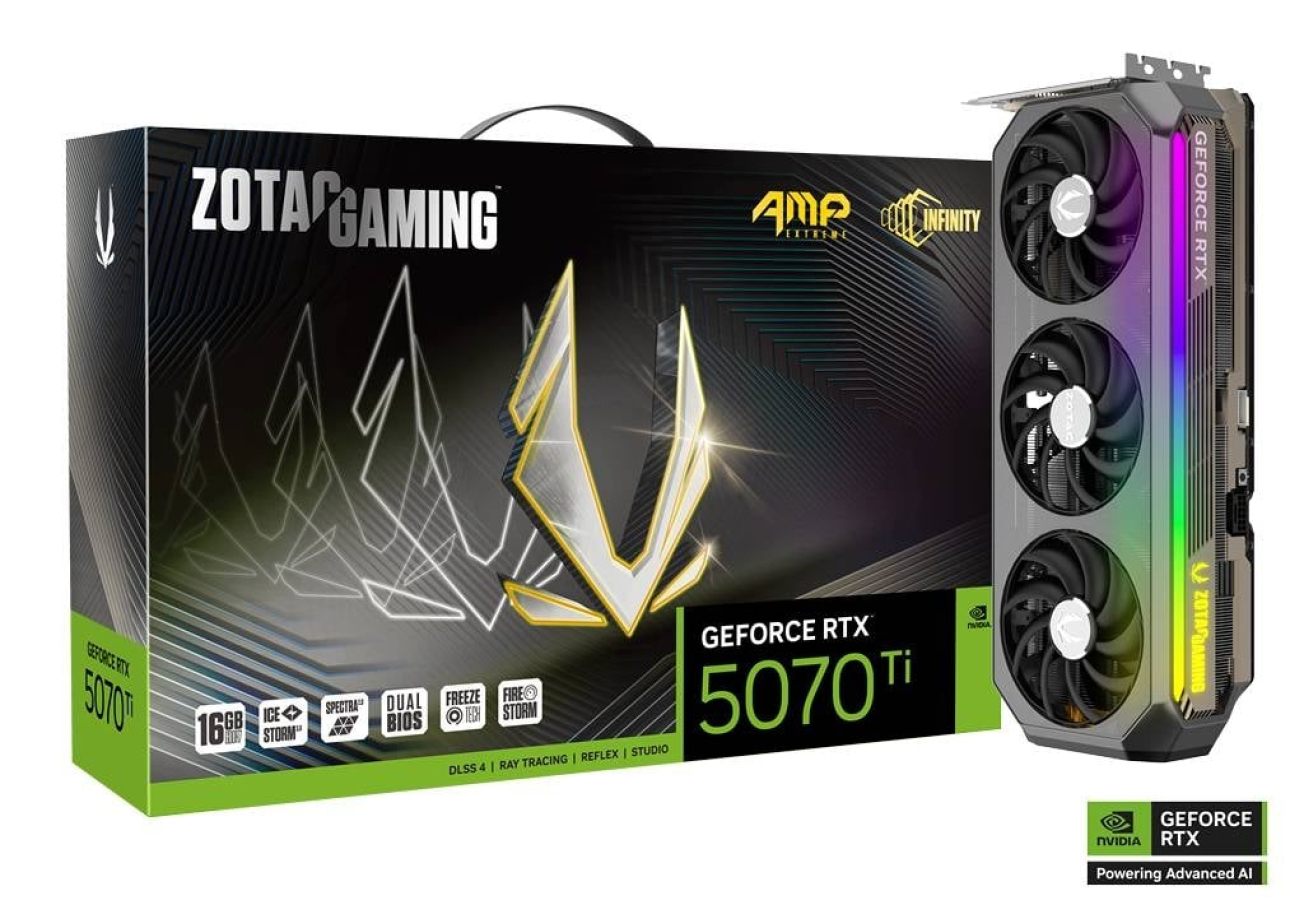 Videokarte ZOTAC GAMING GeForce RTX 5070 Ti 16GB AMP Extreme INFINITY (ZT-B50710B-10P)