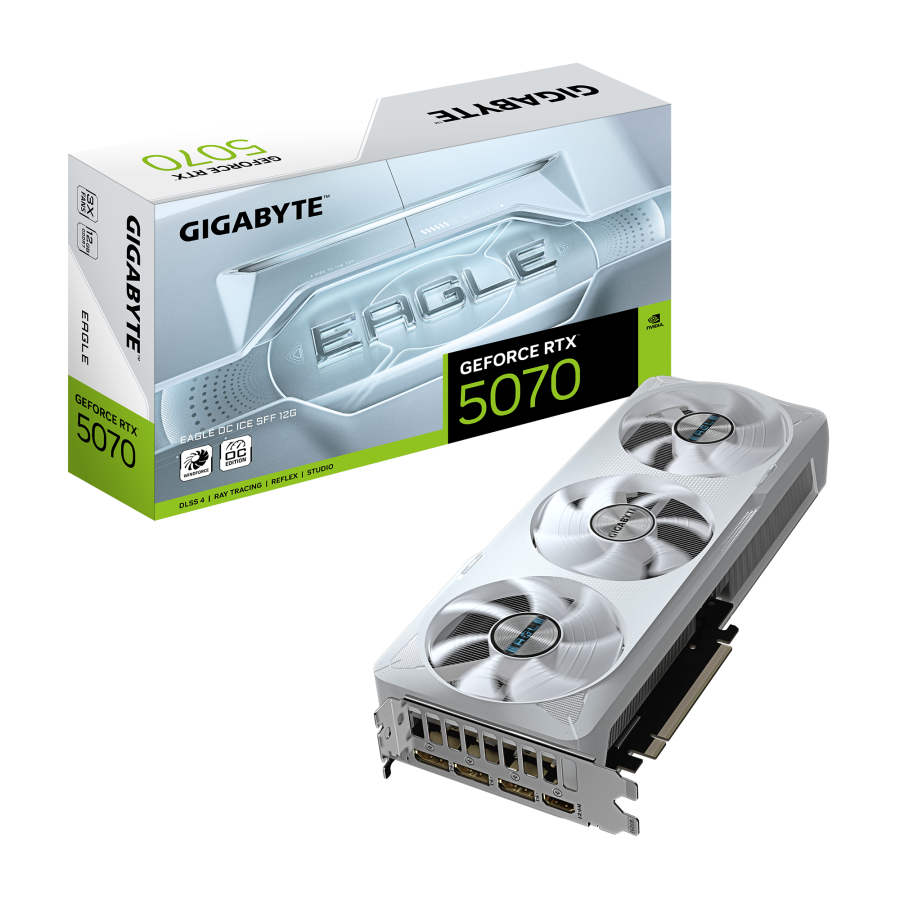 Videokarte Gigabyte GeForce RTX 5070 EAGLE OC ICE SFF 12G (GV-N5070EAGLEOC ICE-12GD)