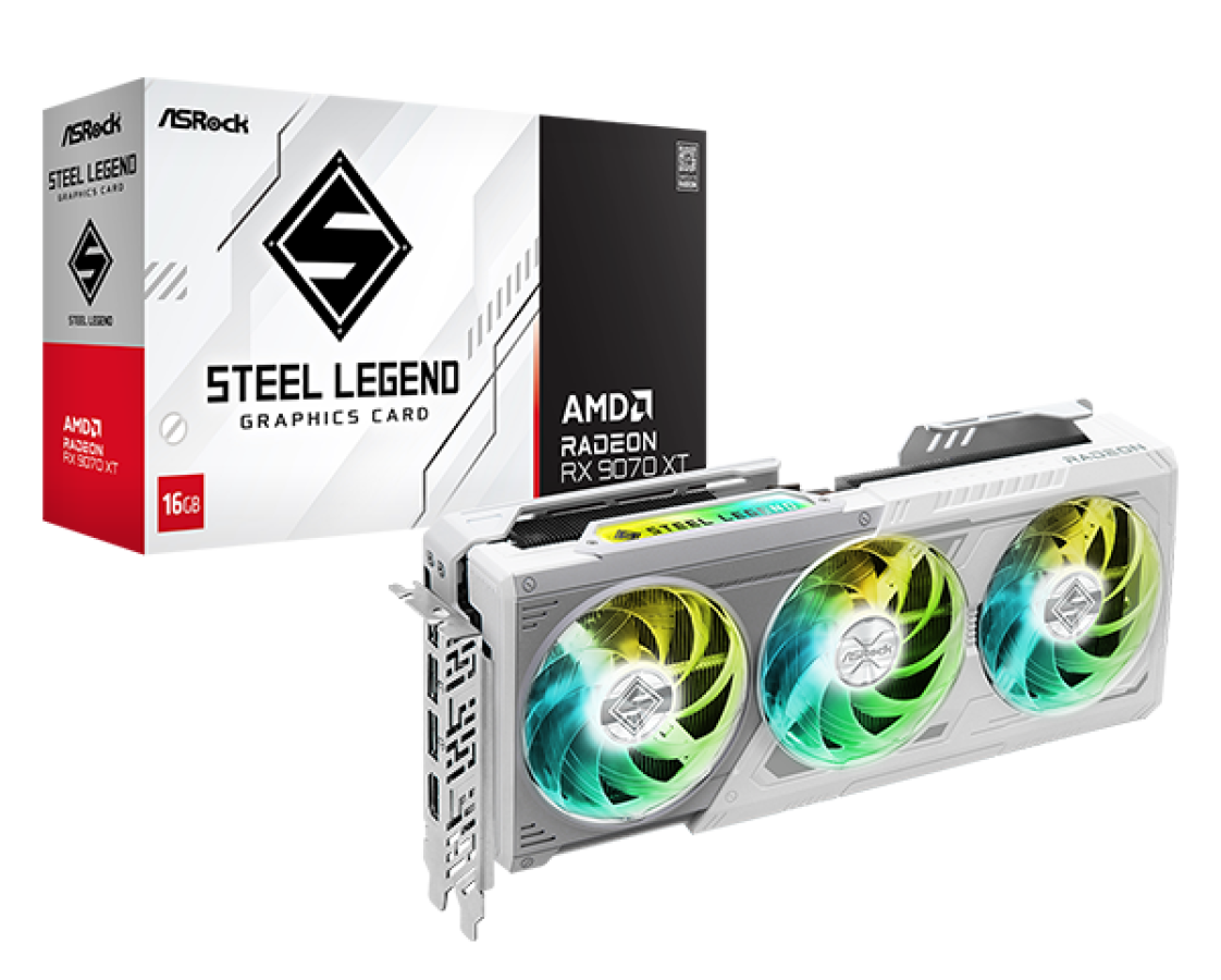 Videokarte ASRock AMD Radeon RX 9070 XT Steel Legend 16GB (90-GA5DZZ-00UANF)