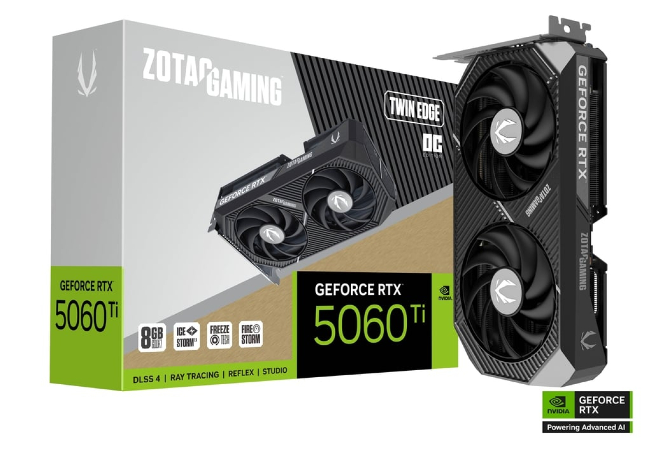 Videokarte ZOTAC GAMING GeForce RTX 5060 Ti 8GB Twin Edge OC (ZT-B50610H-10M)