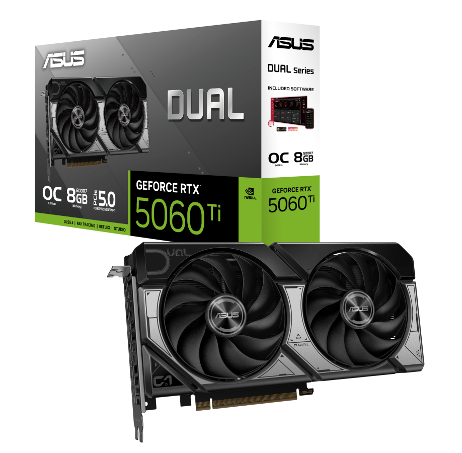Videokarte ASUS Dual GeForce RTX 5060 Ti 8GB GDDR7 OC Edition (DUAL-RTX5060TI-O8G)