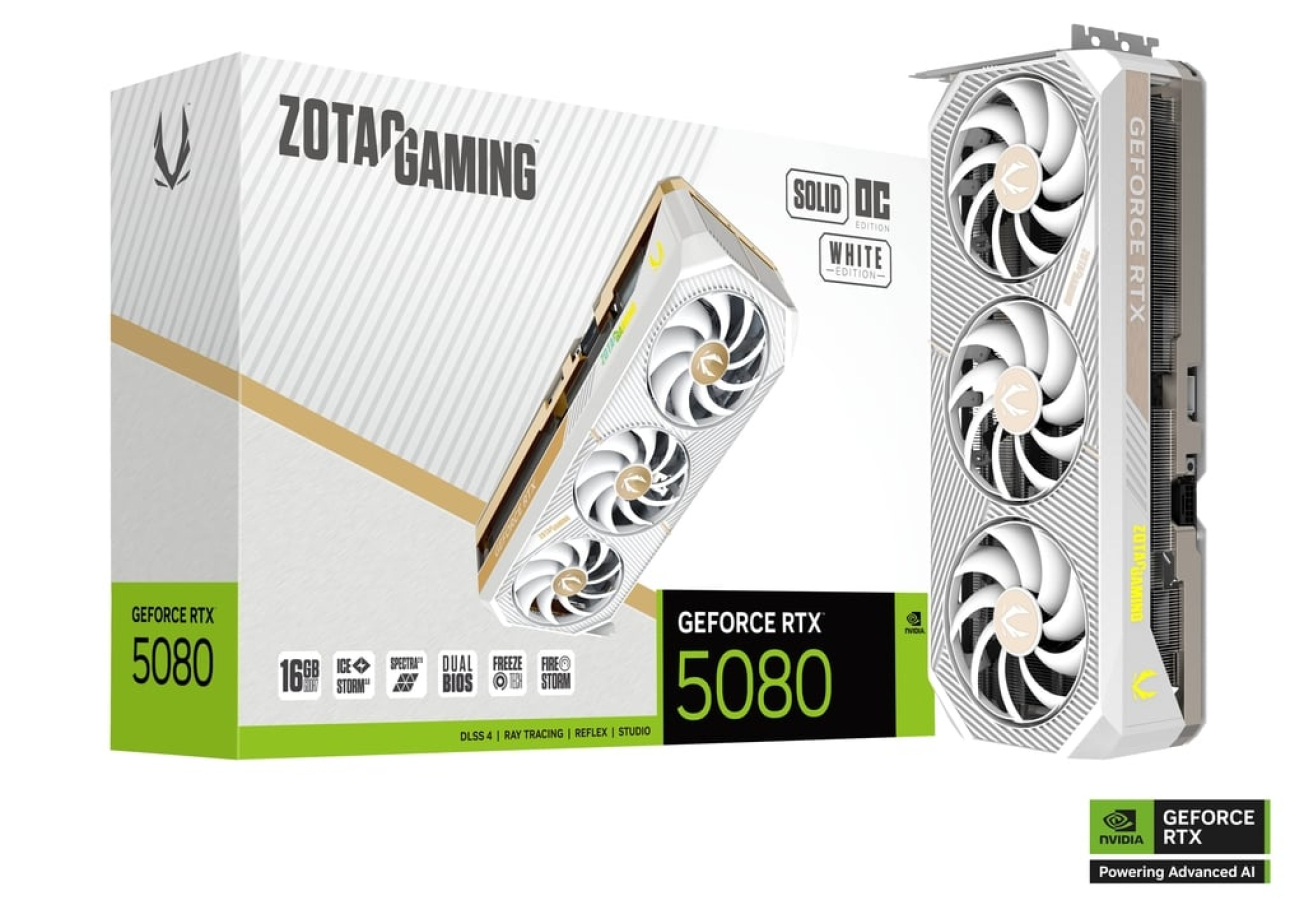 Videokarte ZOTAC GAMING GeForce RTX 5080 SOLID OC White Edition (ZT-B50800Q-10P)
