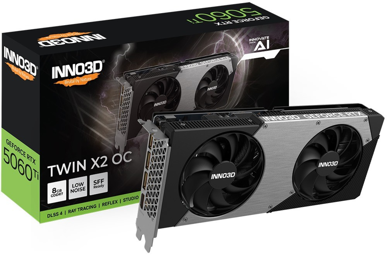 Videokarte Inno3D GeForce RTX 5060 Ti Twin X2 8GB OC DLSS 4 (N506T2-08D7X-193075N)