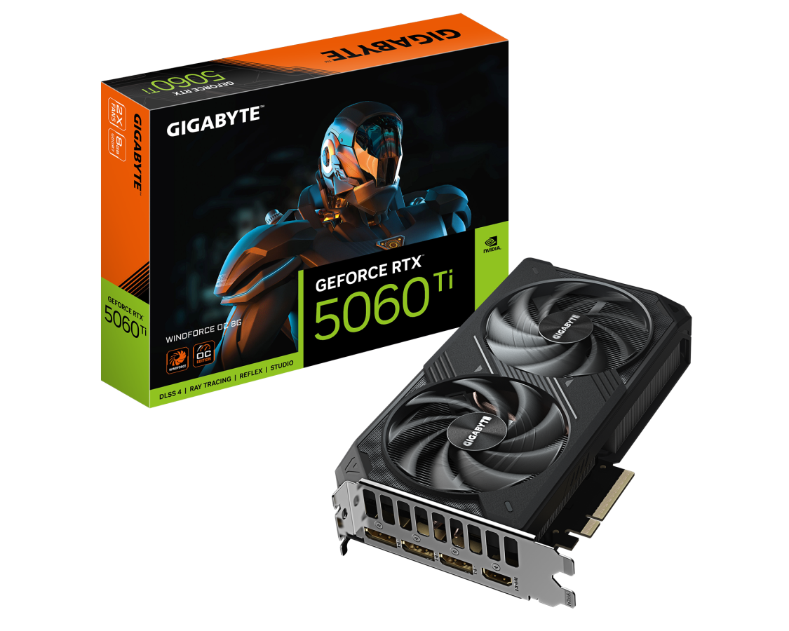 Videokarte Gigabyte GeForce RTX 5060 Ti Windforce OC 8GB GDDR7 (GV-N506TWF2OC-8GD)