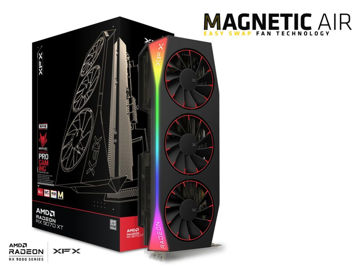 Videokarte XFX Mercury AMD Radeon RX 9070 XT OC Magnetic Air Edition with RGB 16GB (RX-97TMARGB9)
