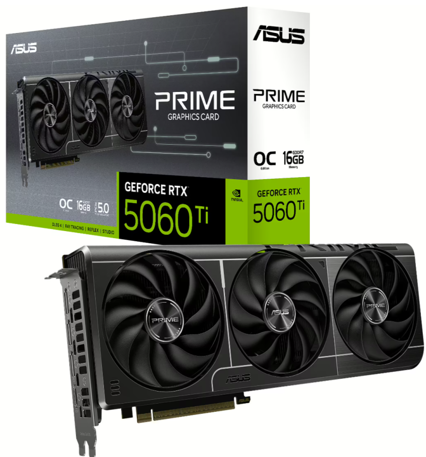 Videokarte Asus GeForce RTX 5060 Ti 16GB Prime OC (DLSS 4) (PRIME-RTX5060TI-O16G)