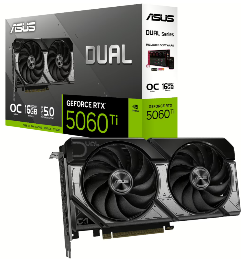Videokarte Asus GeForce RTX 5060 Ti 16GB GDDR7, Dual OC (DLSS 4) (DUAL-RTX5060TI-O16G)