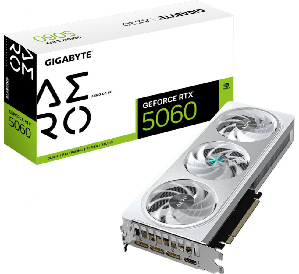 Videokarte Gigabyte GeForce RTX 5060 Aero OC 8GB DLSS4 (GV-N5060AERO OC-8GD)