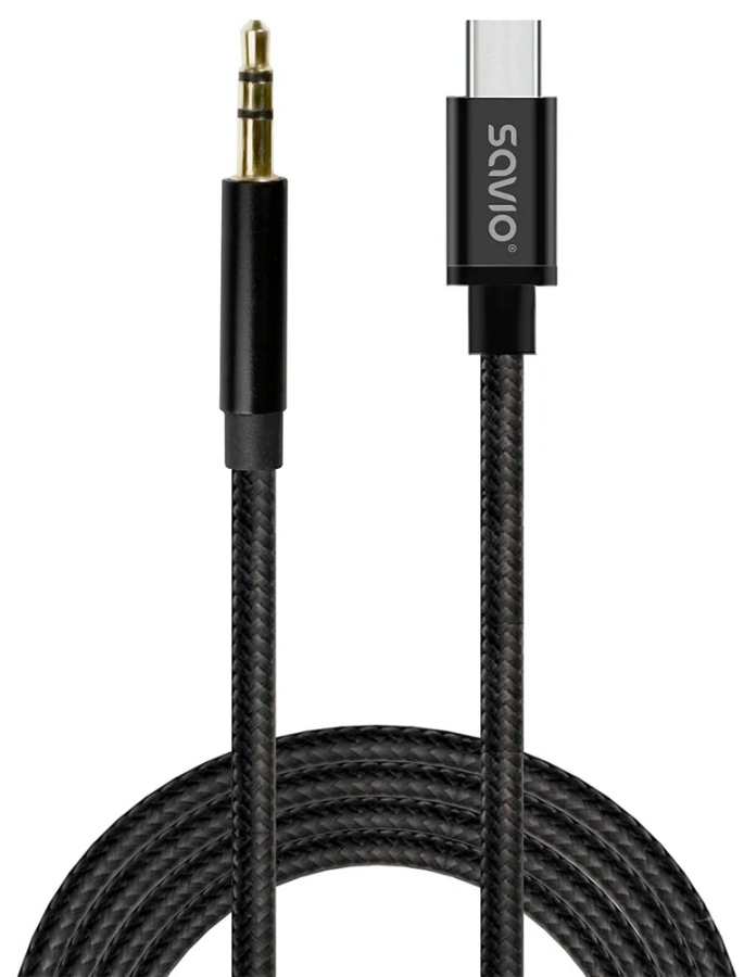 Cable SAVIO USB-C – MiniJack 3.5 mm 1m (CL-187)