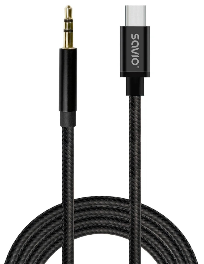 Kabelis SAVIO USB-C – MiniJack 3.5 mm 2m (CL-188)