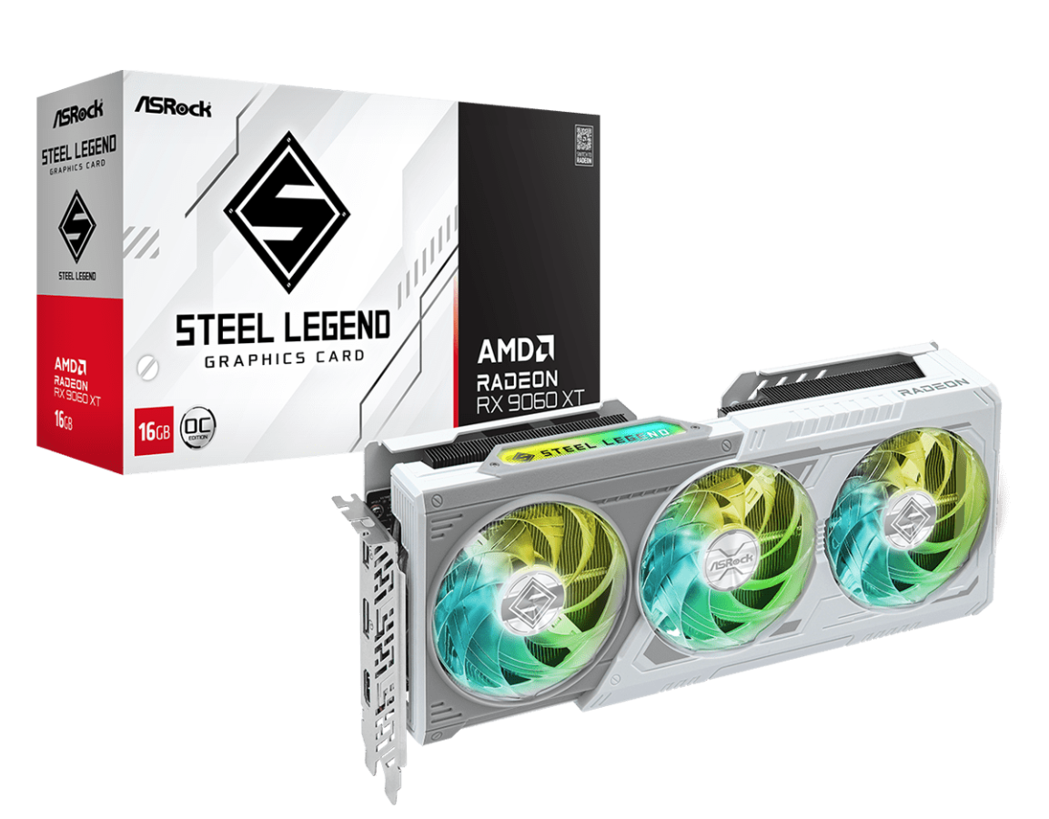 Videokarte ASRock AMD Radeon RX 9060 XT Steel Legend 16GB OC (RX9060XT SL 16GO)