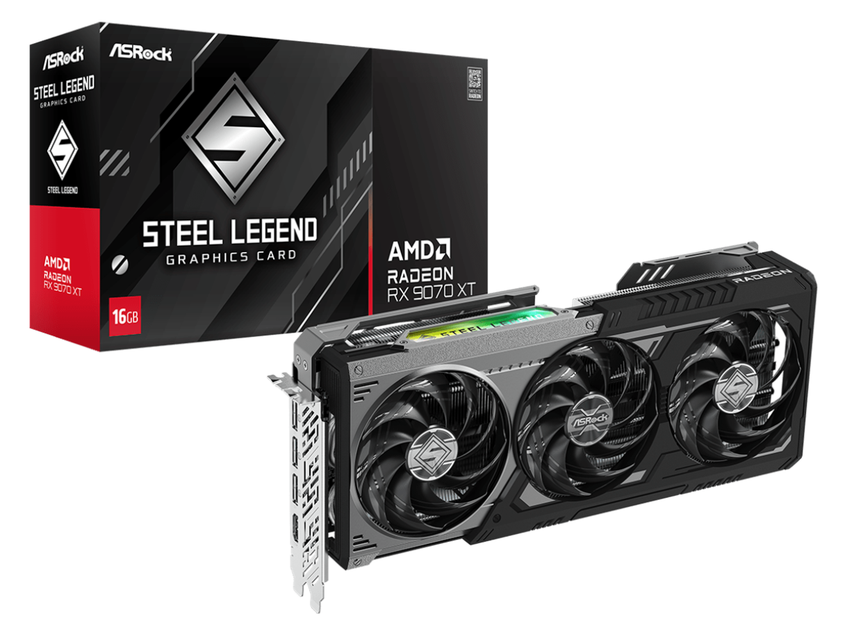 Videokarte ASRock AMD Radeon RX 9070 XT Steel Legend Dark 16GB (90-GA5VZZ-00UANF)