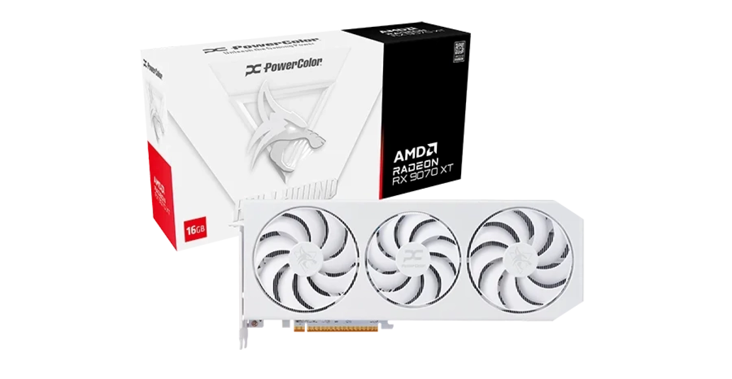 Videokarte PowerColor Hellhound Spectral White AMD Radeon RX 9070 XT 16GB (RX9070XT 16G-L/OC/WHITE)