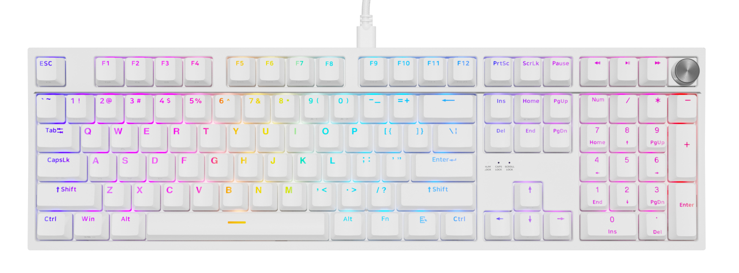 Klaviatūra Genesis Thor 404 RGB White Outemu Peach Silent (NKG-2300)