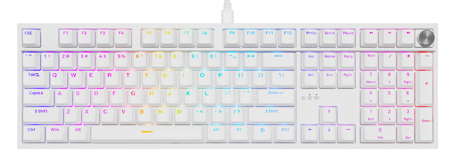 Klaviatūra Genesis Thor 404 White Gateron Yellow Pro (NKG-2299)